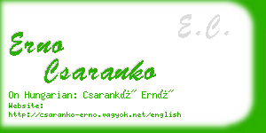 erno csaranko business card